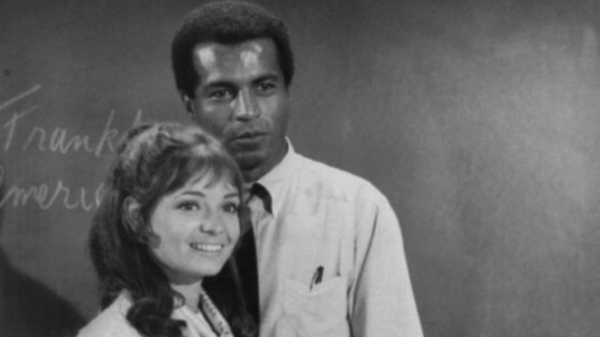 Publicity photo of Karen Valentine and Lloyd Haymes from the television program Room 222.