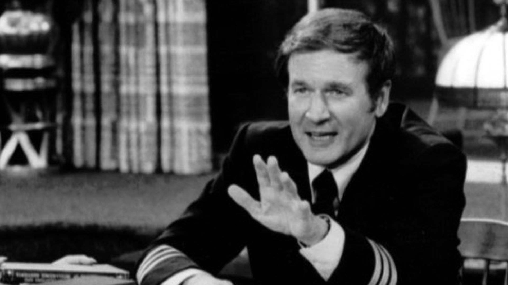 Photo from the television program The Bob Newhart Show.  Emily (Suzanne Pleshette) listens to Howard (Bill Daily).