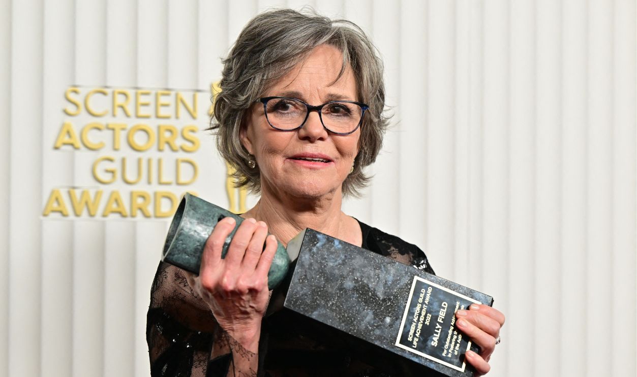 US actress Sally Field poses with the SAG life achievement award during the 29th Screen Actors Guild Awards at the Fairmont Century Plaza in Century City, California, on February 26, 2023. 