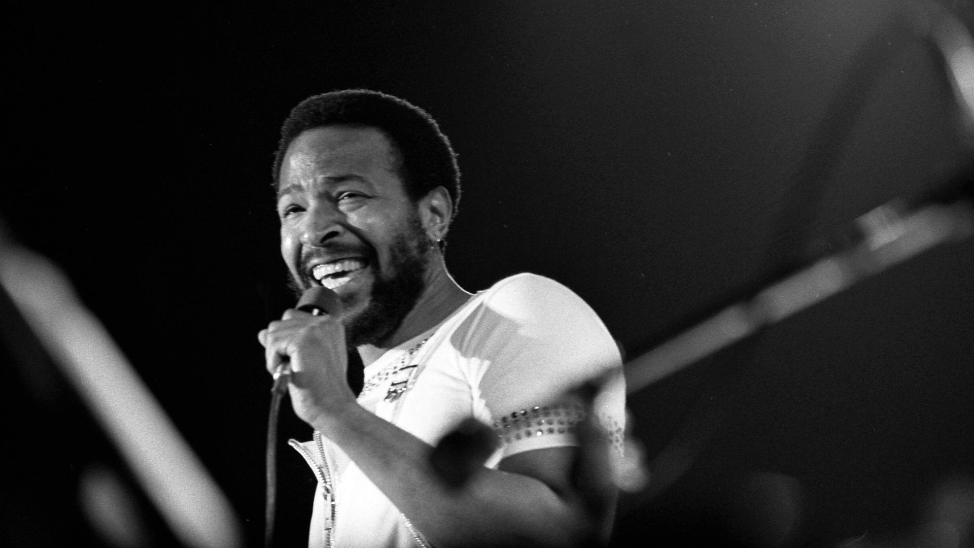Marvin Gaye performing in a concert at the Forum in Inglewood