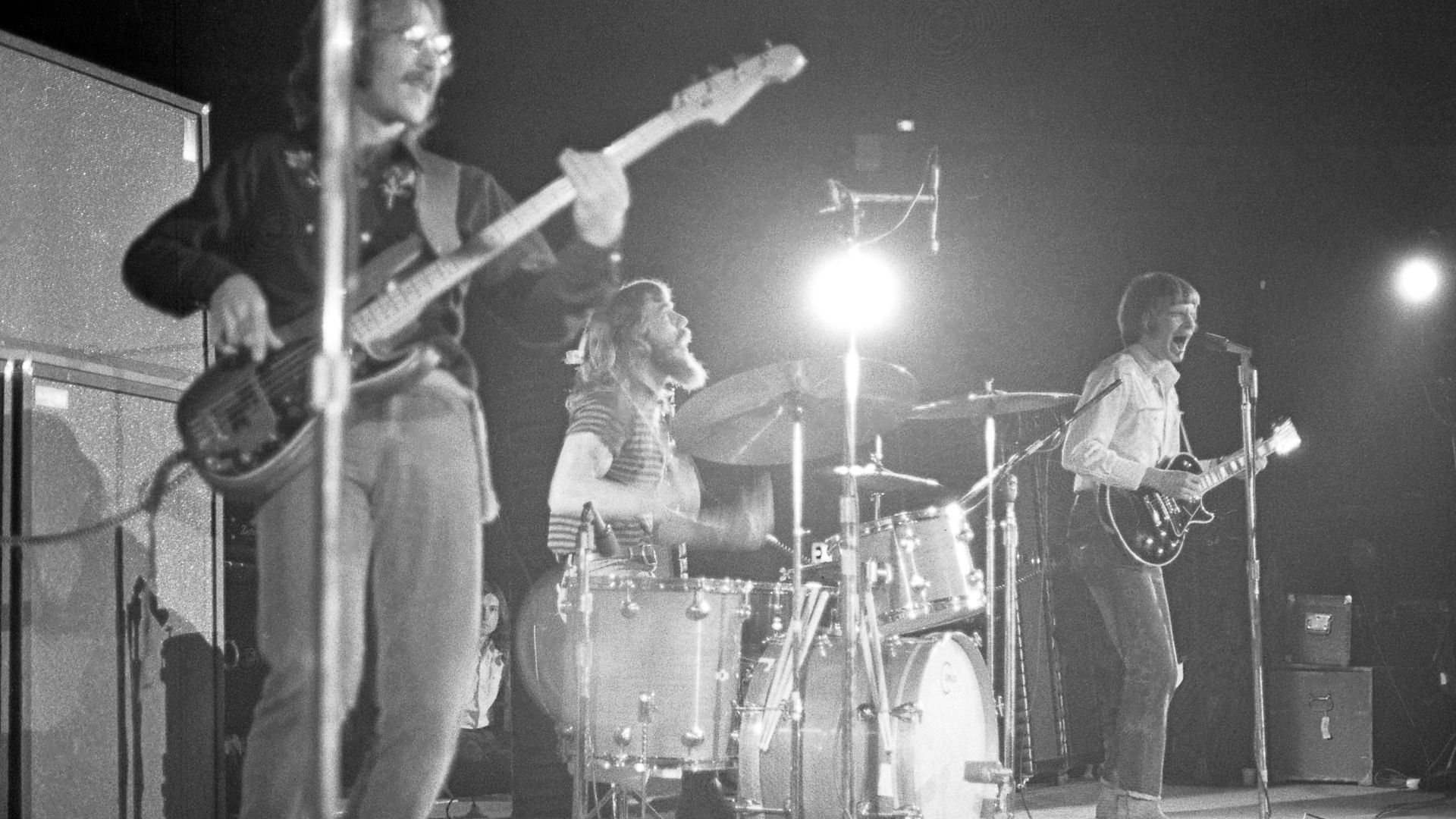 Creedence Clearwater Revival performing on stage at the Forum in Inglewood, California