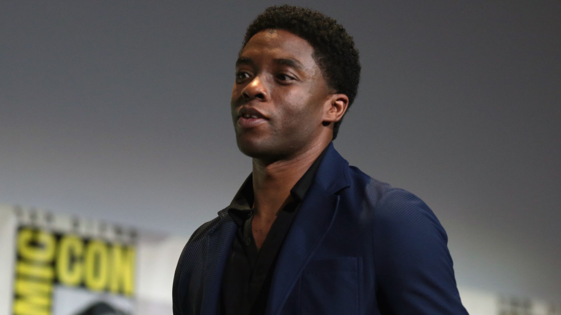 Chadwick Boseman speaking at the 2016 San Diego Comic Con International, for