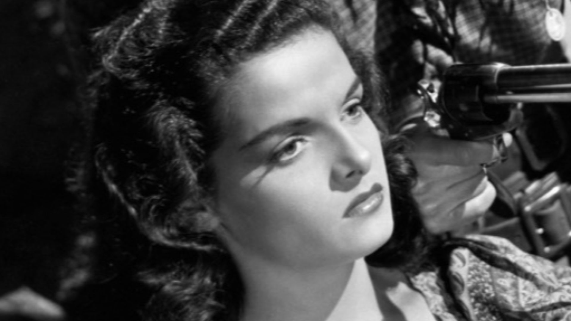 Jack Buetel and Jane Russell in The Outlaw - publicity still