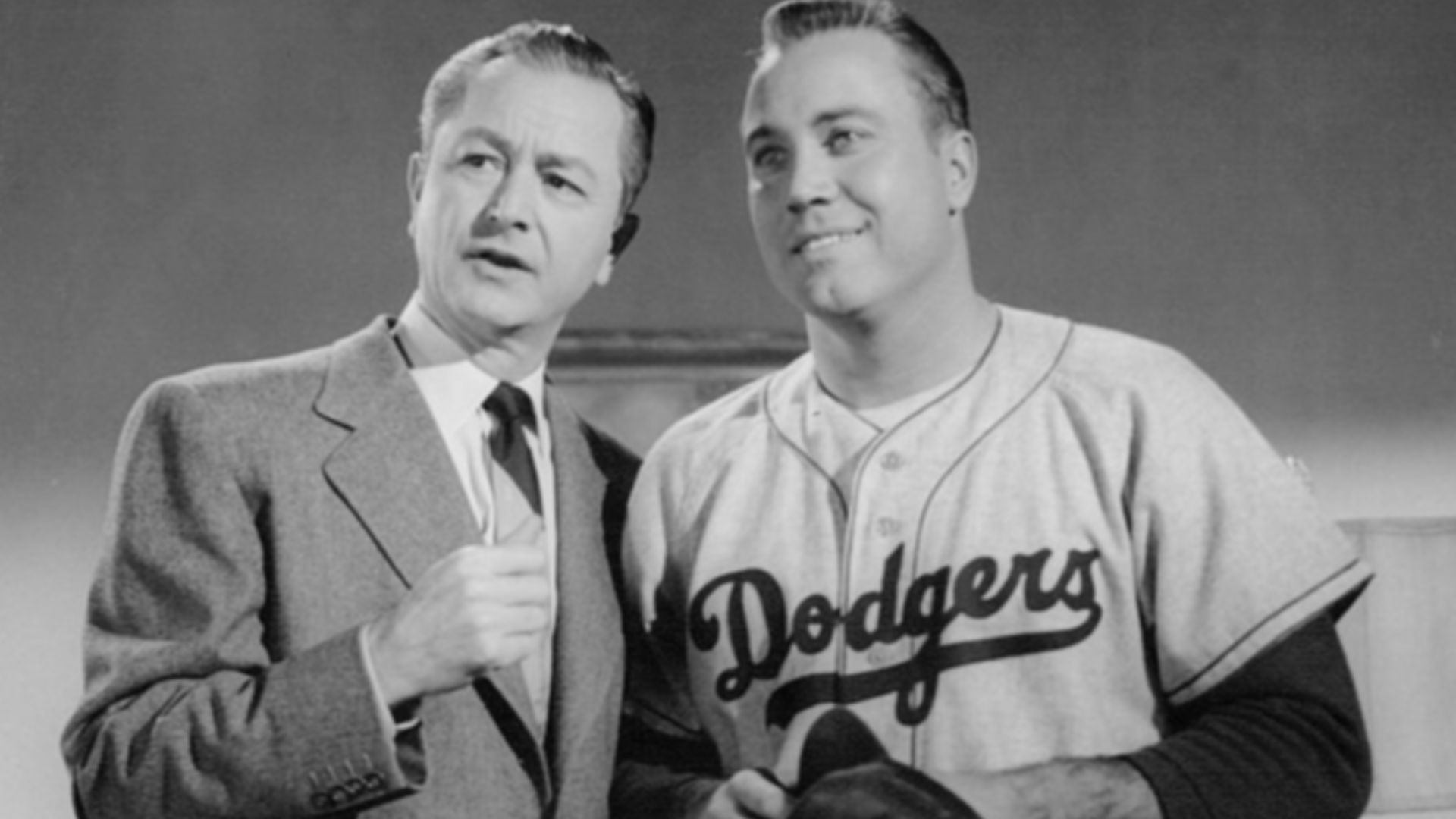 Photo of Robert Young as Jim Anderson and Dodgers player Duke Snider from the episode
