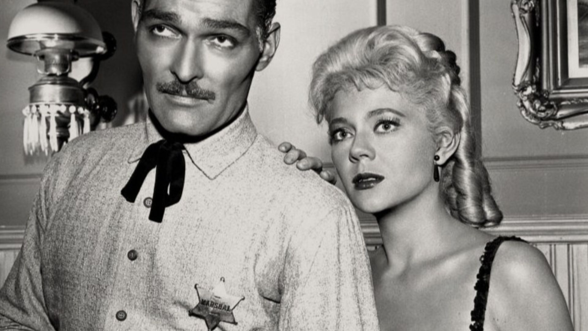 John Russell & Peggy Castle (aka Peggie Castle) in the TV series Lawman, episode Clootey Hutter - publicity still