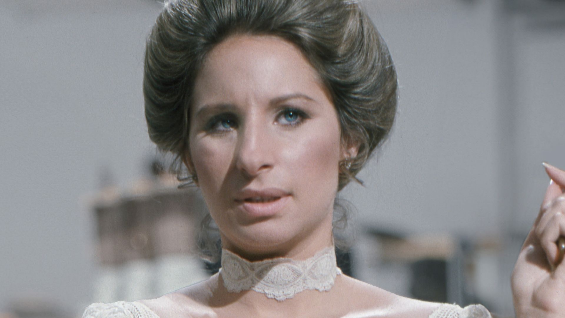 Portrait of Barbra Streisand taken in London during the taping of her TV Special 'Barbra Streisand... and other Musical Instruments'.