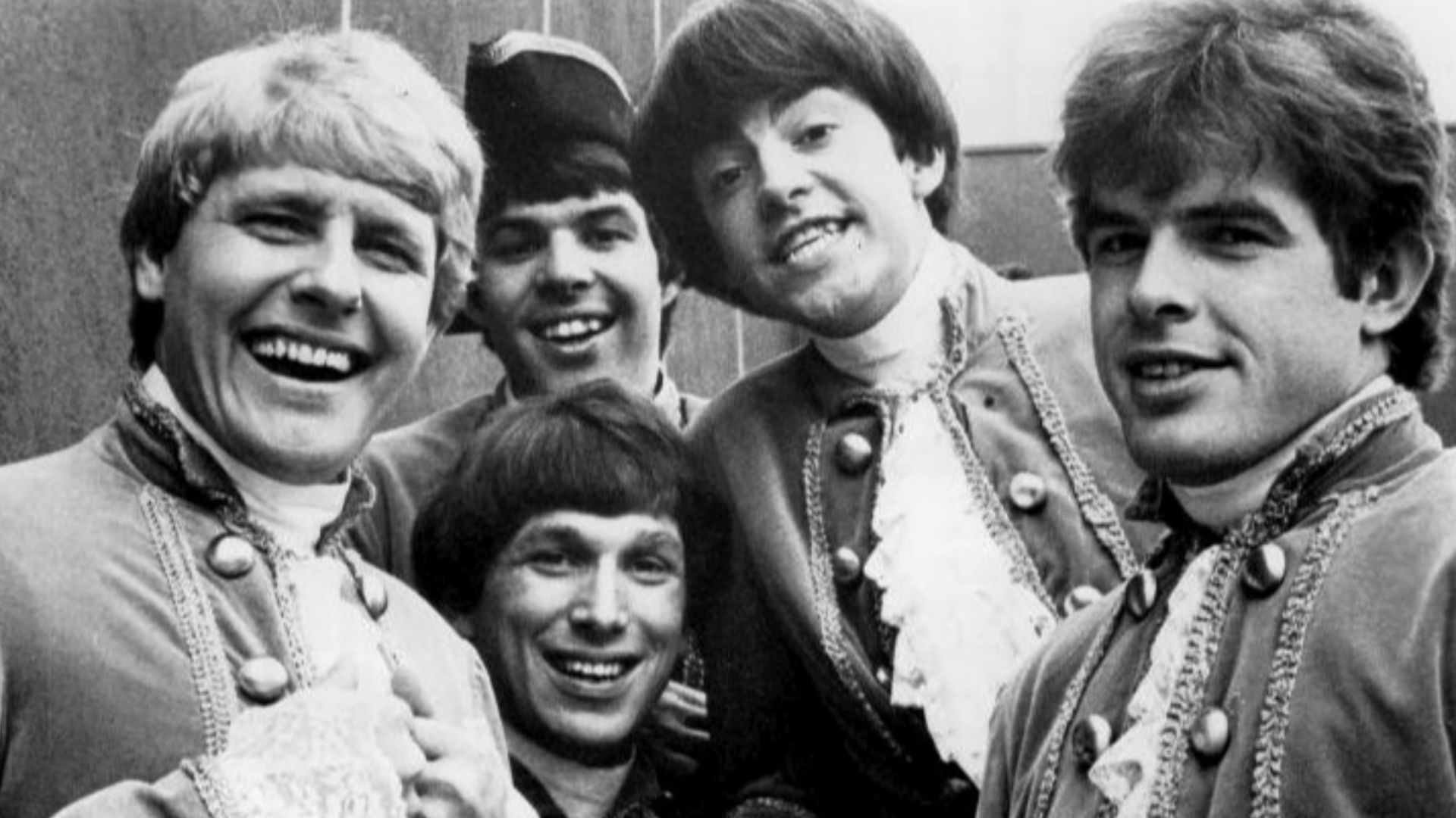 Publicity photo of Paul Revere and the Raiders.  From left: Paul Revere, Mike