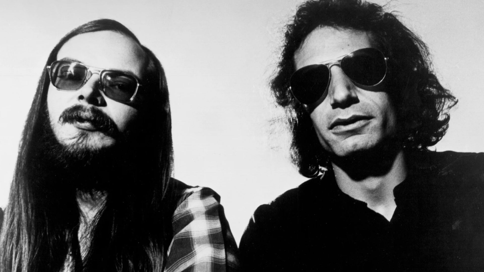 Walter Becker and Donald Fagen in a promotional photo for Steely Dan's 1977 album Aja