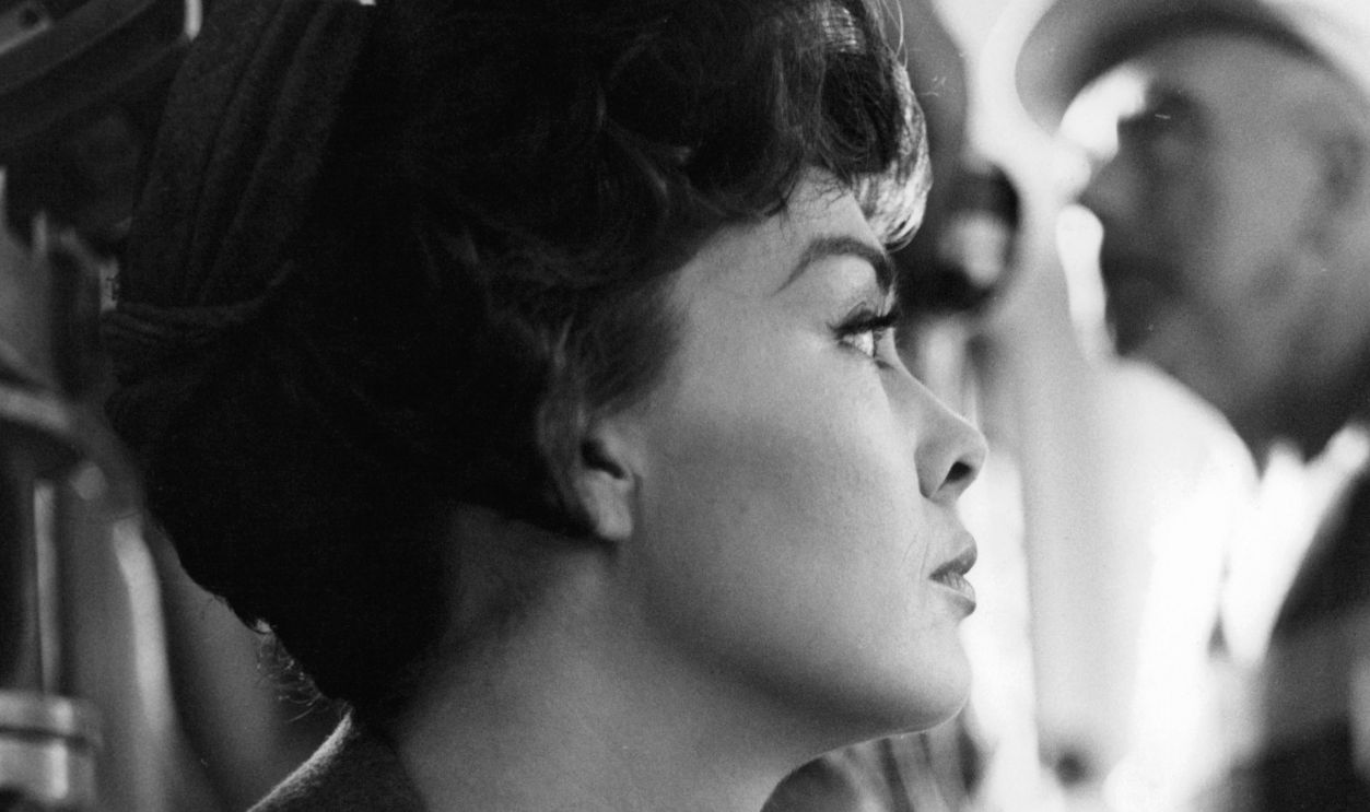 Barbara Rush sitting in between takes from the film 'The Young Philadelphians', 1959.