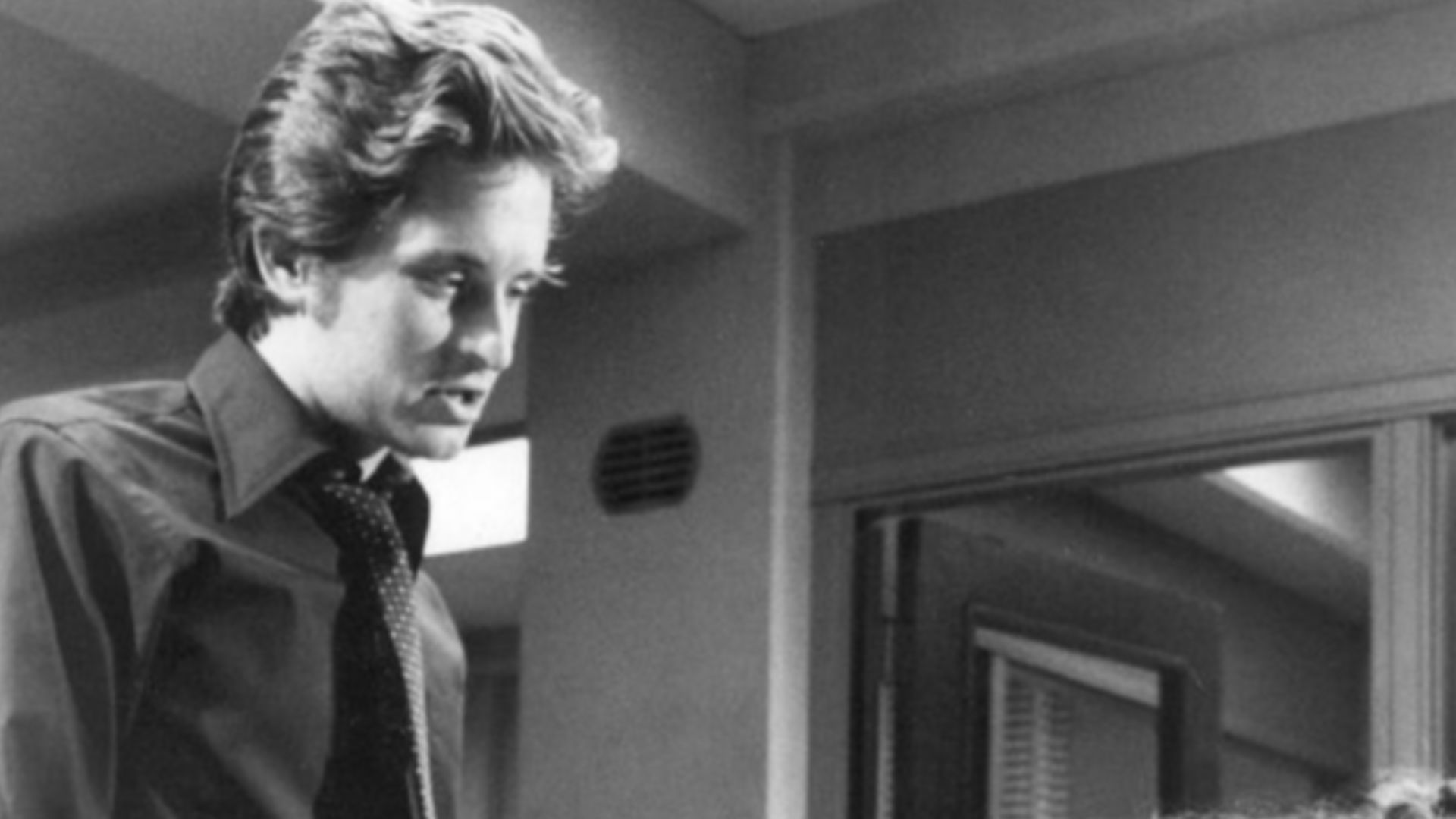 Photo from the television program The Streets of San Francisco.  Pictured are Steve Keller (Michael Douglas) and Janice Rule.