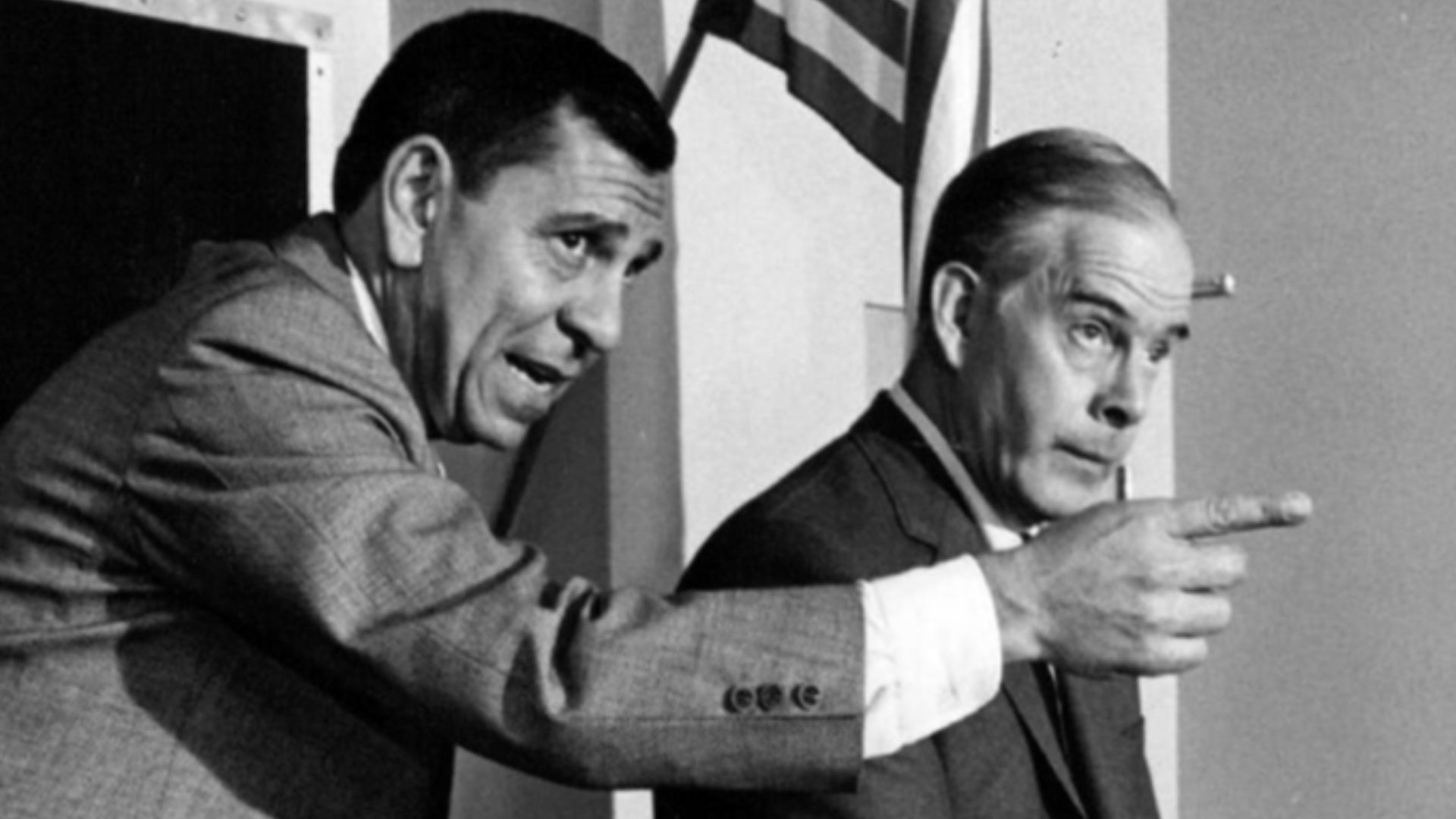 Photo of Jack Webb and Harry Morgan from the television program Dragnet.  The caption associates the photo with the episode