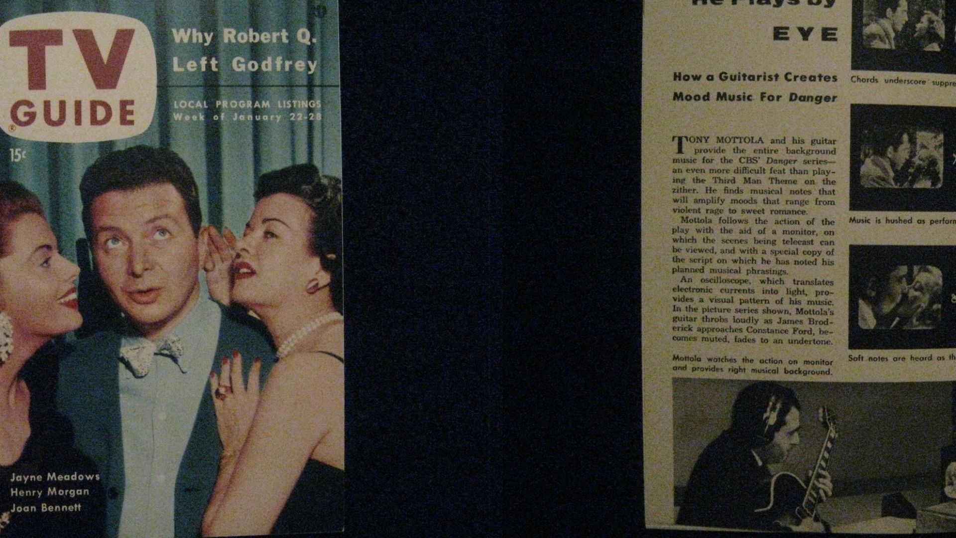 Pages from a January 22-29 1954 copy of TV Guide.