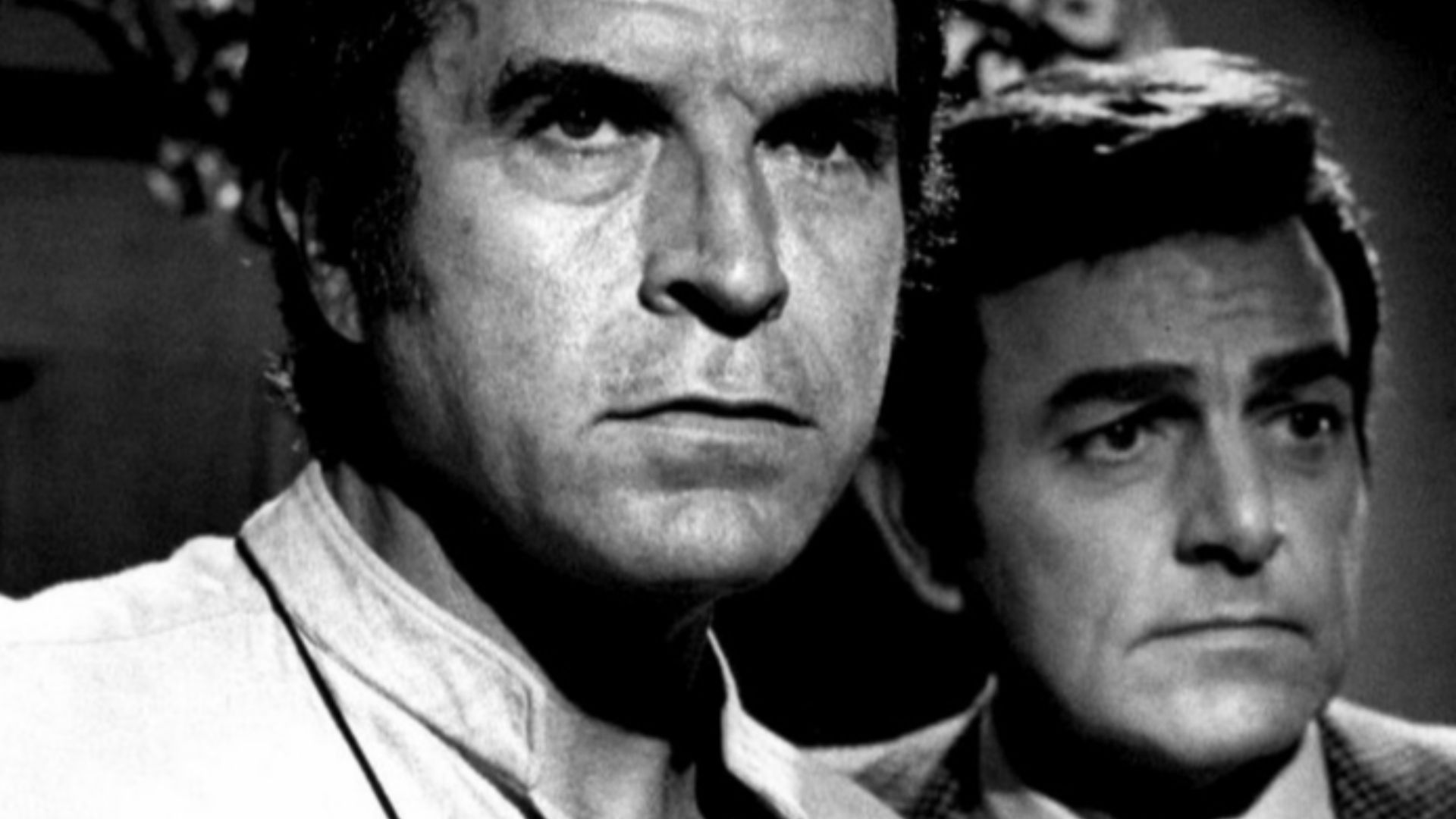 Photo of guest star Fernando Lamas with series star Mike Connors from the television program Mannix.