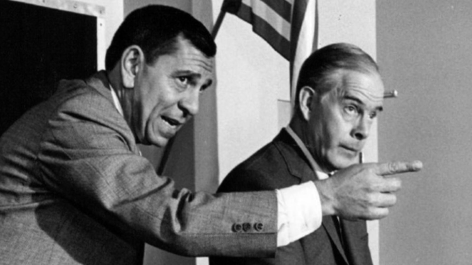 Photo of Jack Webb and Harry Morgan from the television program Dragnet.  The caption associates the photo with the episode
