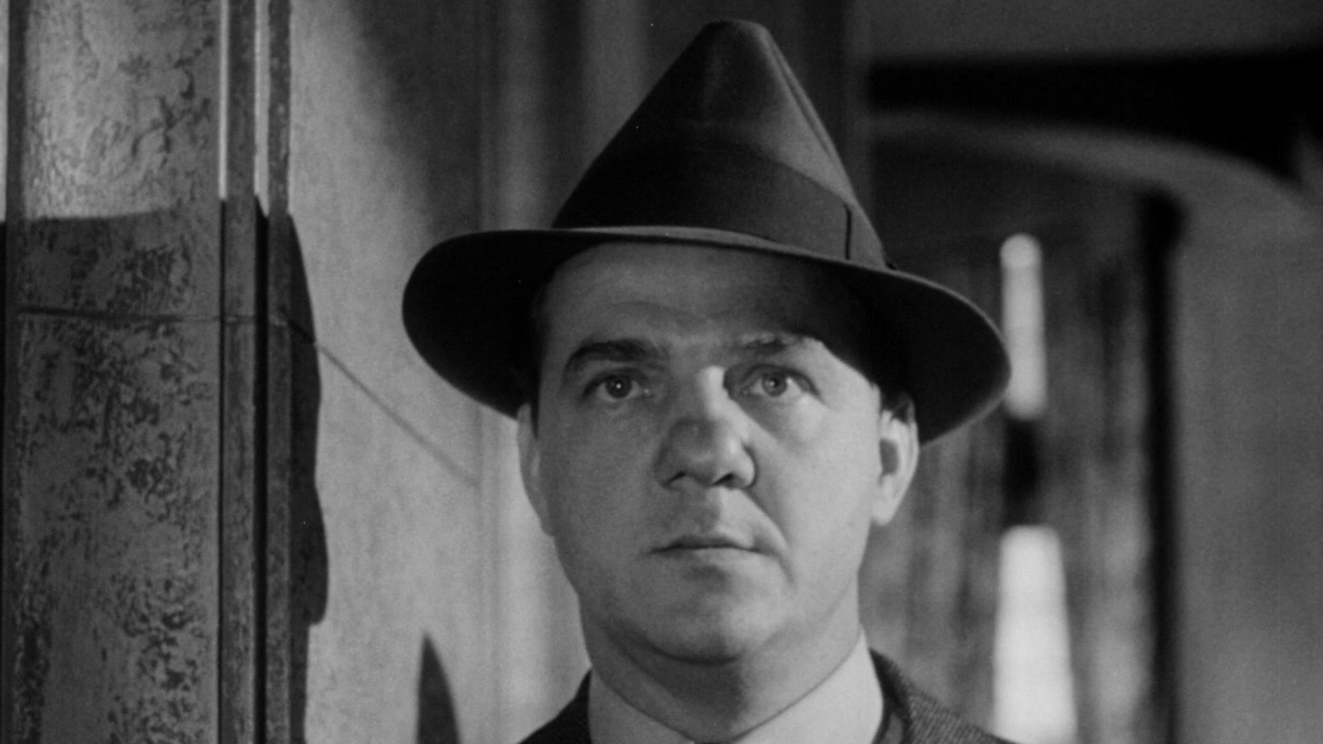 Screenshot of Karl Malden from the trailer for the film I Confess.
