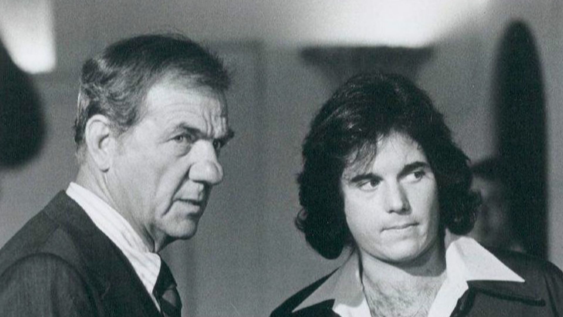 Publicity photo from the television program The Streets of San Francisco.  In the photo are Karl Malden and Desi Arnaz, Jr.