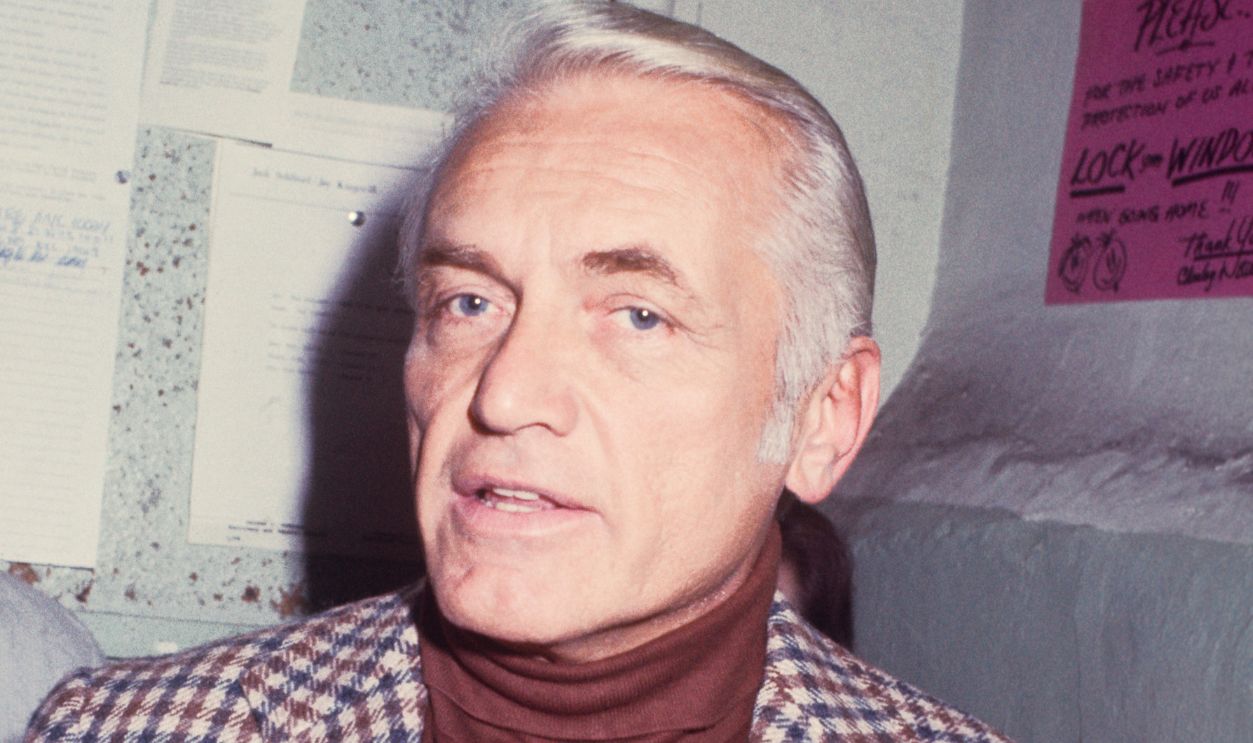 Ted Knight in a checked jacket Danny Thomas in the background; circa 1970; New York