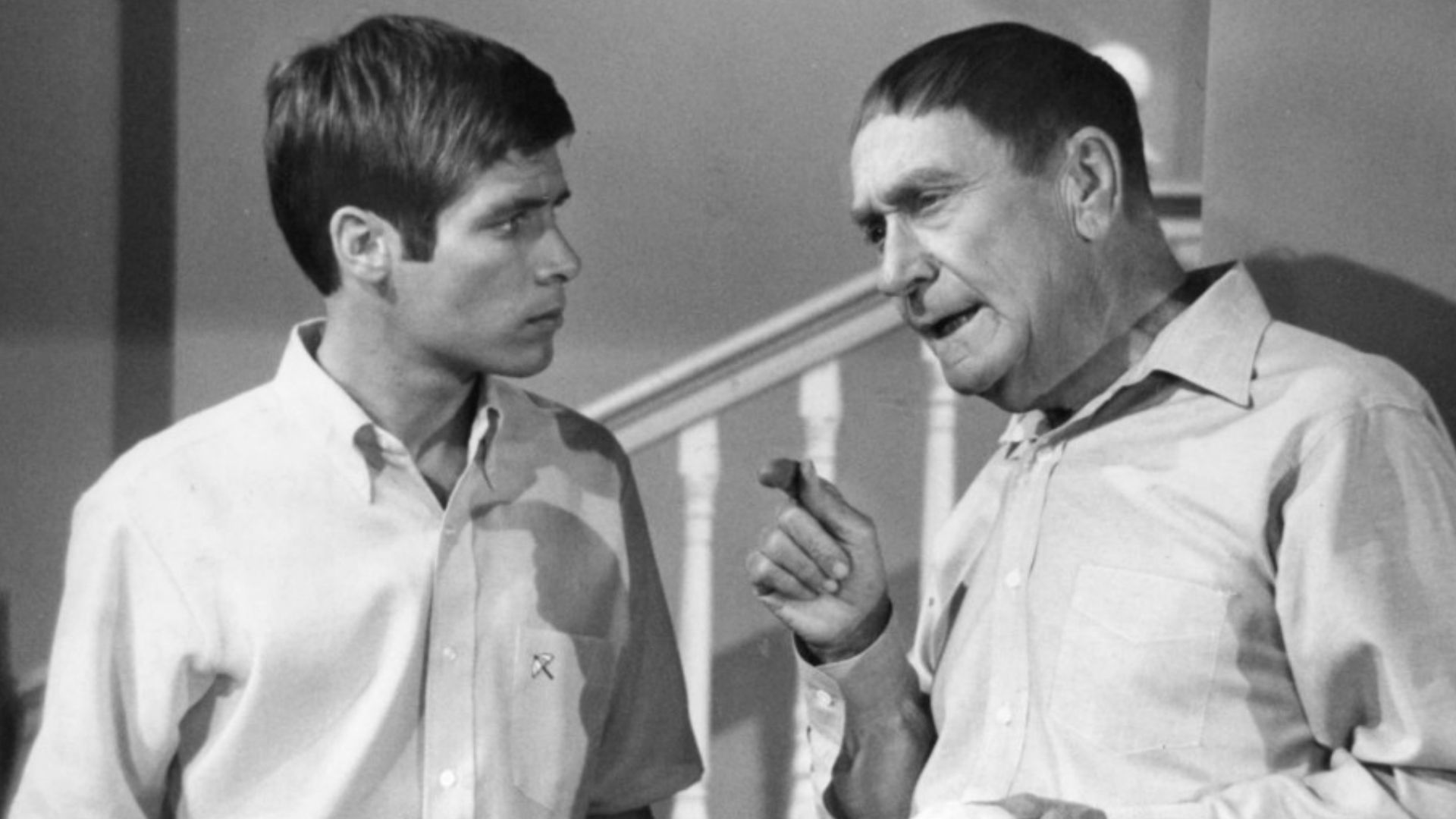 Photo of Don Grady (Robbie) and William Demarest (Uncle Charley) from the television program My Three Sons.