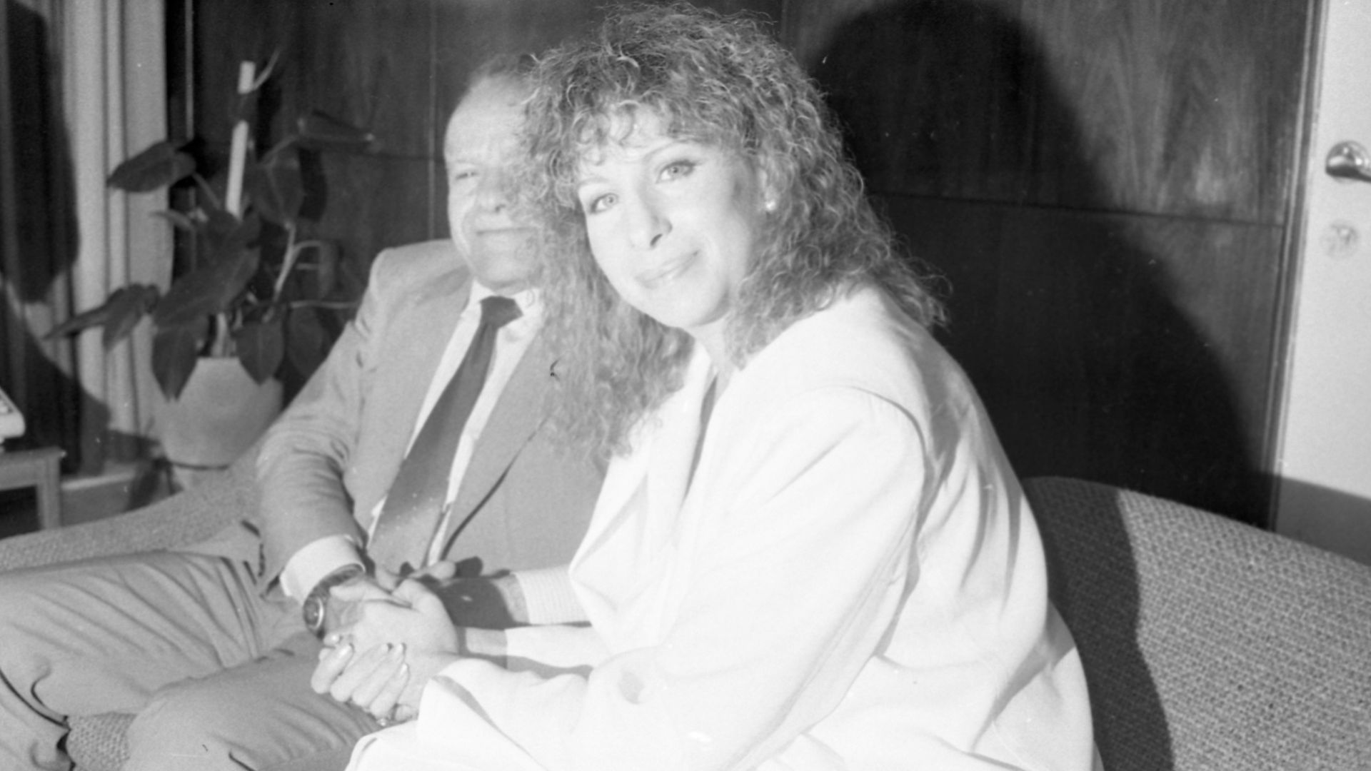 Famous American actress and singer Barbra Streisand standing at the new building for Jewish Studies which she donated.