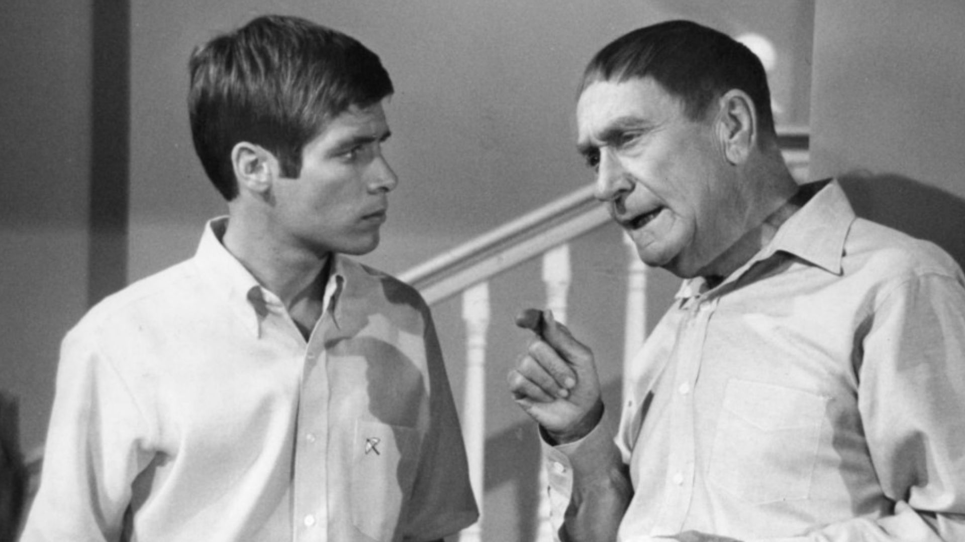 Photo of Don Grady (Robbie) and William Demarest (Uncle Charley) from the television program My Three Sons.