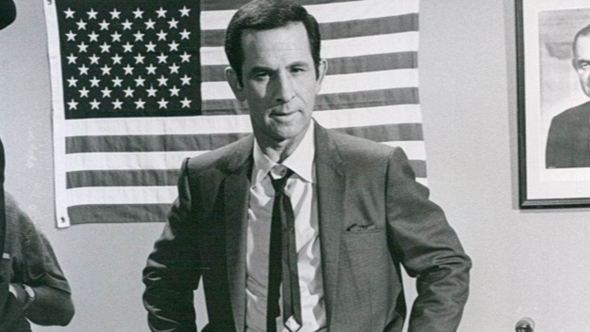 Actor Don Adams in a publicity photograph for the television series Get Smart, Season 1, Episode 24 - Stakeout on Blue Mist Mountain (1966)