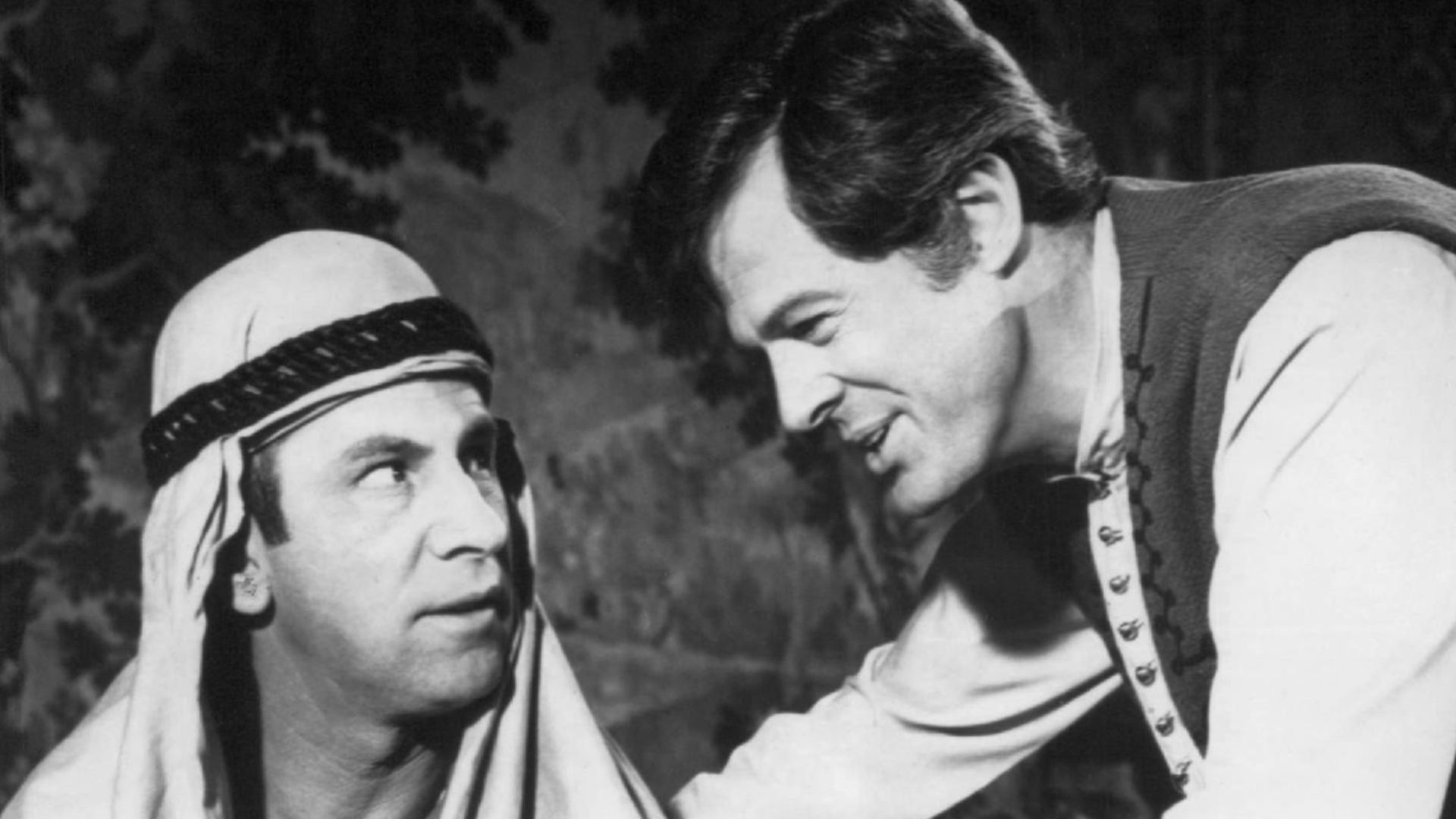 Photo of Don Adams as Maxwell Smart and Robert Culp from the television program Get Smart.  This episode is a spoof of the television show I Spy; Smart poses as a table tennis champion and Culp appears in the episode as a waiter.
