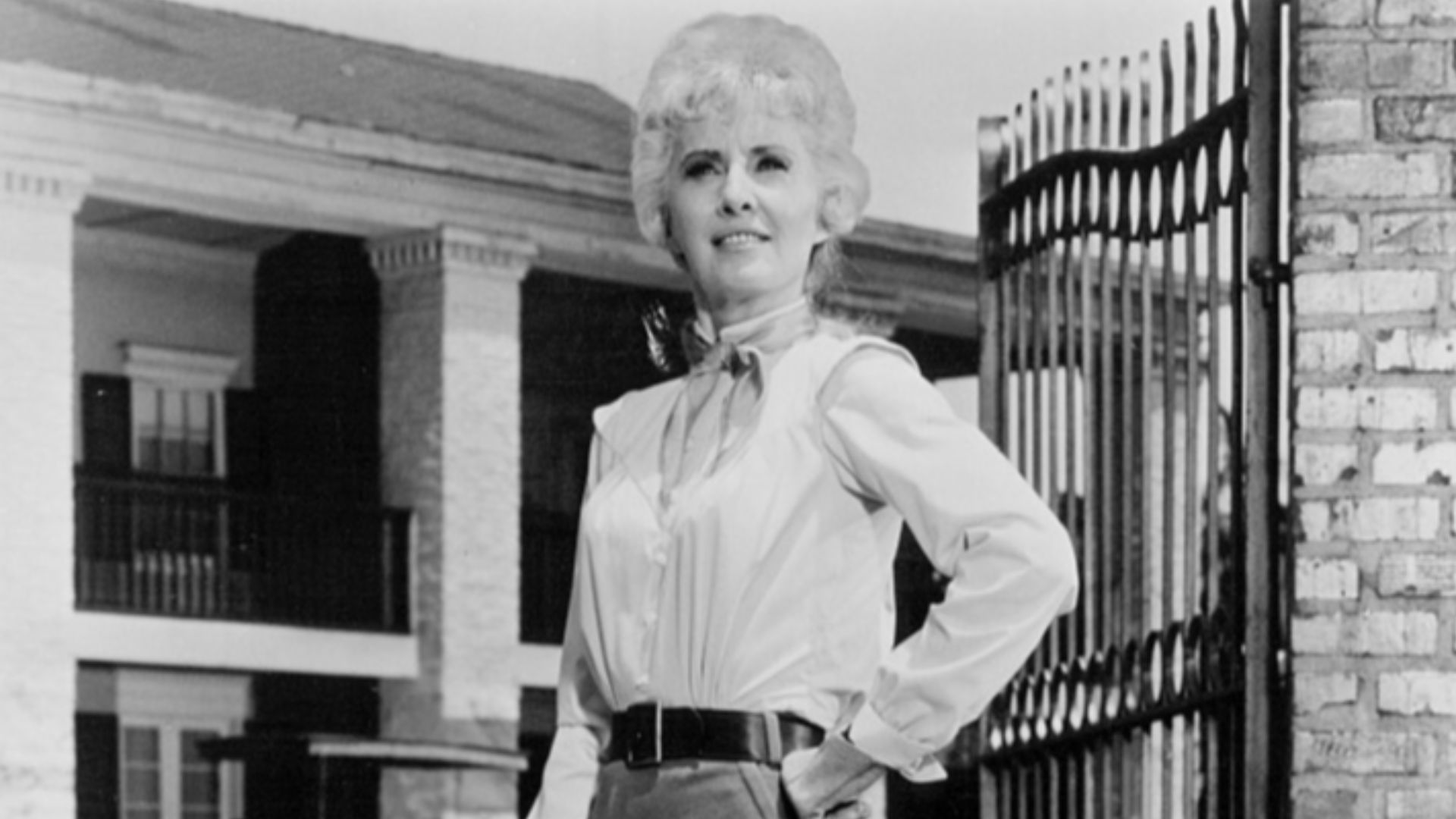 Photo of Barbara Stanwyck as Victoria Barkley from the premiere of the television Western The Big Valley.