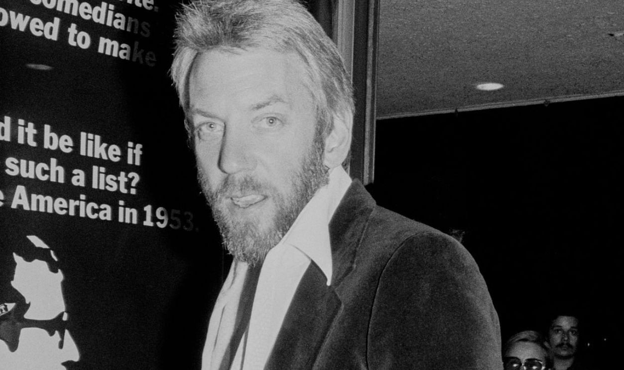 Donald Sutherland outside the theater showing 