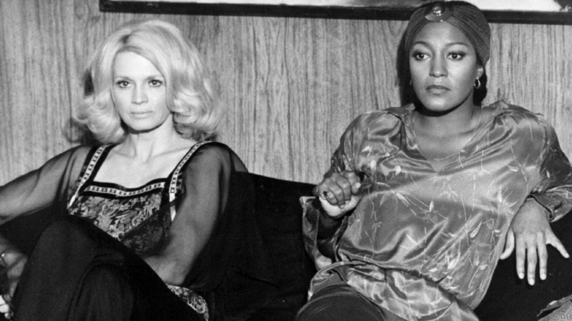 Photo of Angie Dickenson as Pepper Anderson and Paula Kelly from the TV series Police Woman. Dickenson and guest star Kelly, both police women, go undercover as prostitutes to try to learn more about a crime syndicate.