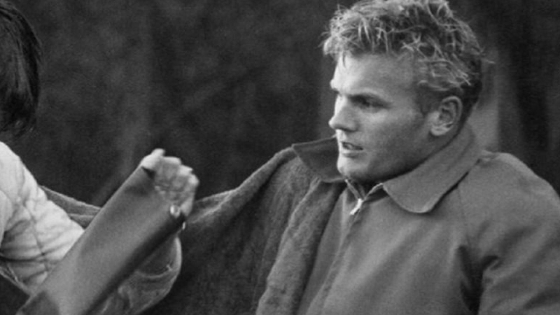Anthony Perkins (left) with Tab Hunter at Watson Webb's Lake Arrowhead Retreat on a private date, circa. 1956