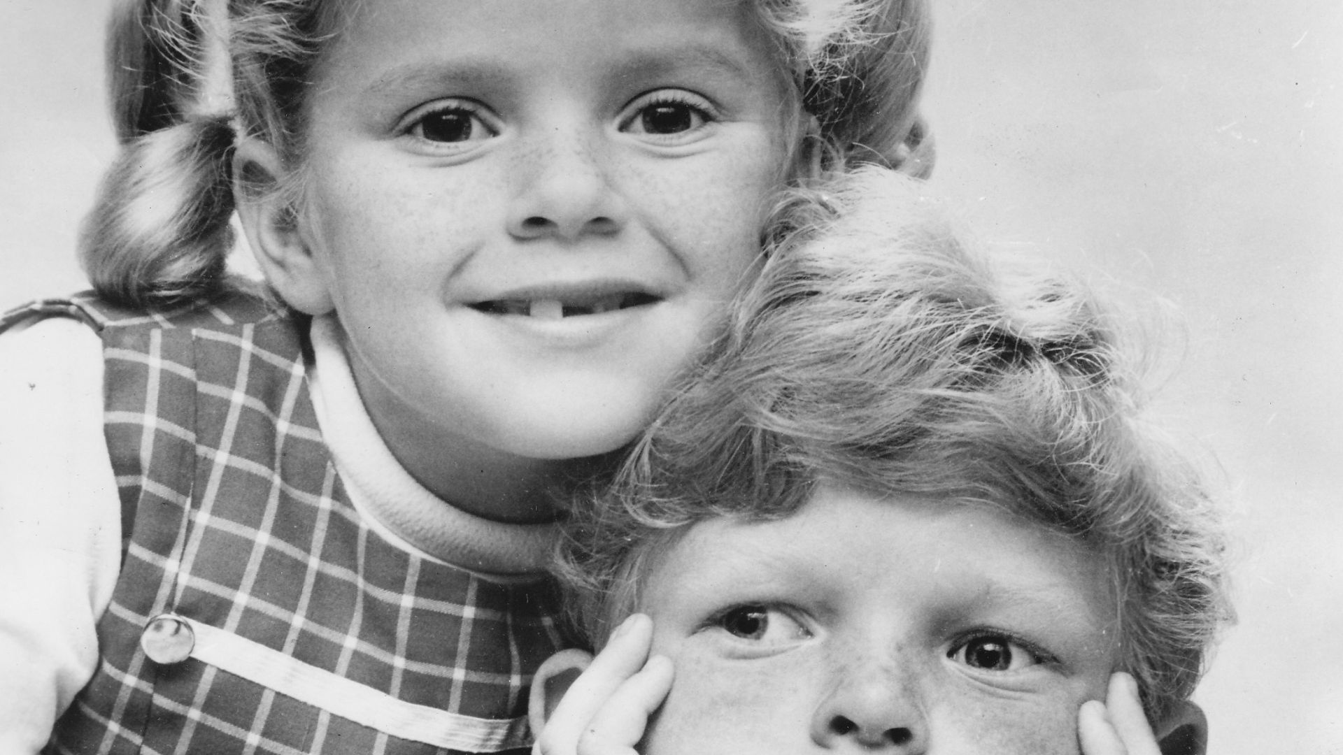 Publicity photo of American child actors, Anissa Jones and Johnny Whitaker promoting the CBS comedy series Family Affair, circa 1967.