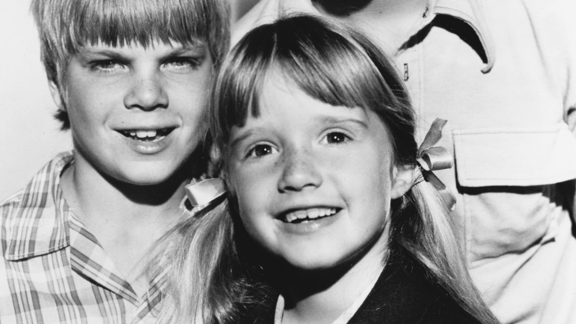 Publicity photo of child actors David Doremus, Trent Lehman and Kim Richards promoting the third season of the television series Nanny and the Professor.