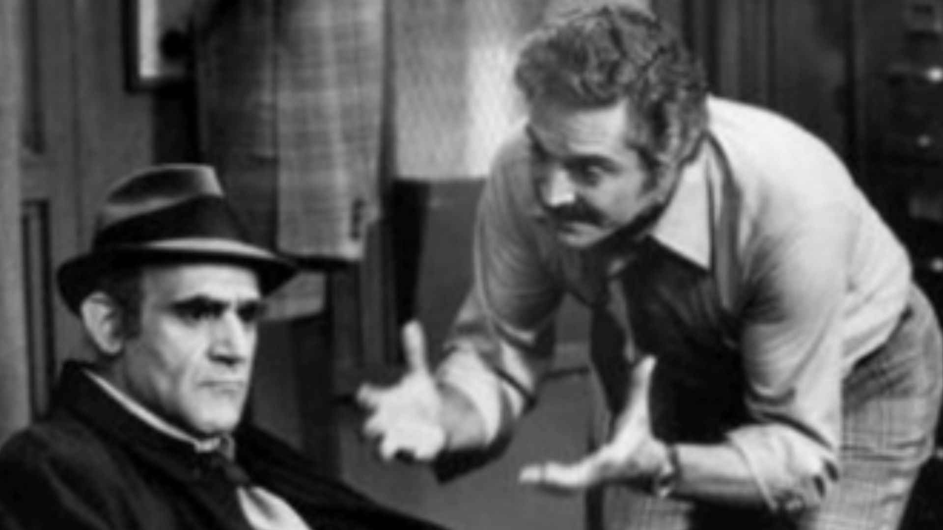 Photo of Abe Vigoda and Hal Linden from the television series Barney Miller.