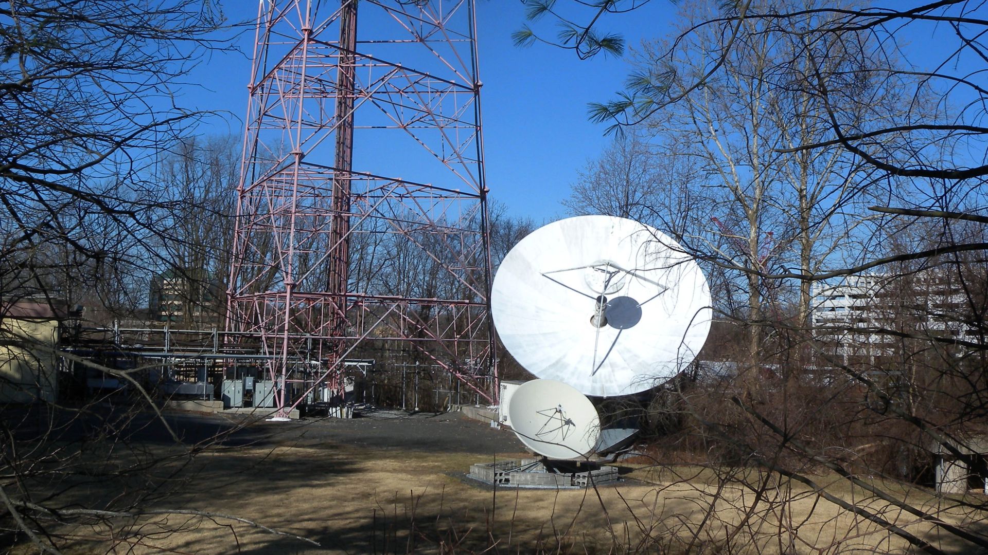Looking northeast at en:WNJN-TV station on a sunny afternoon.