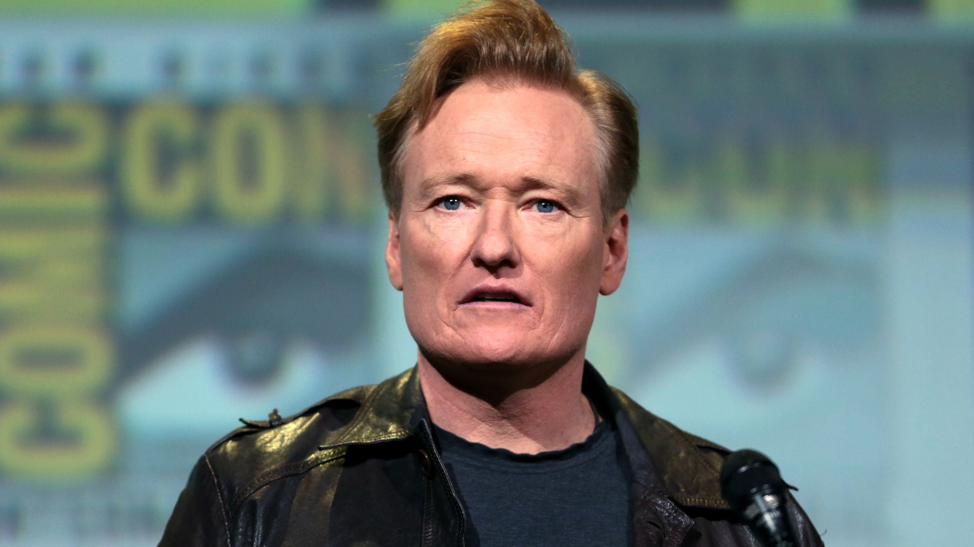 Conan O'Brien speaking at the 2016 San Diego Comic Con International, for
