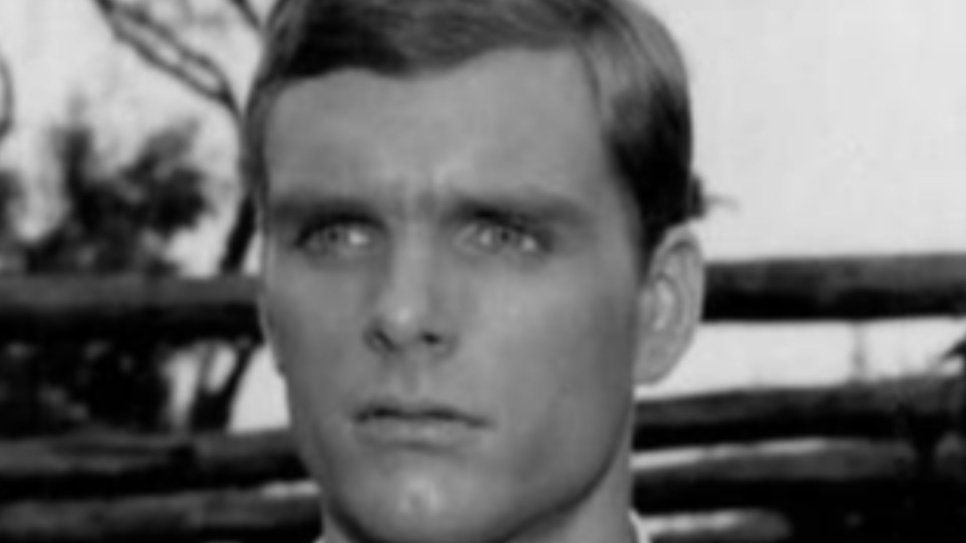 Photo of Keir Dullea (left) and Denver Pyle from the television program Kraft Mystery Theatre.  The episode is