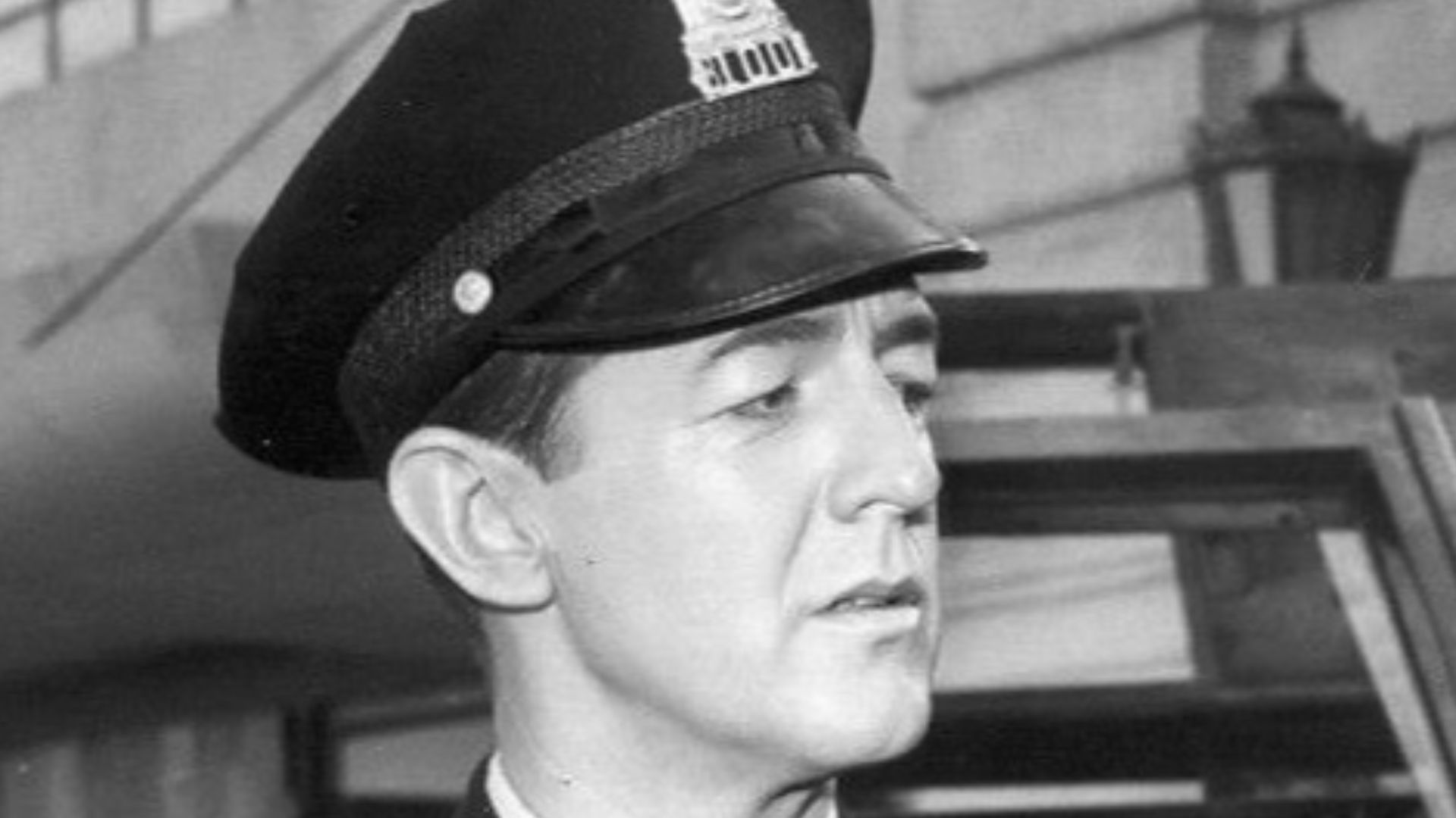Photo of Orson Bean as Mr. Bevis and William Schallert as the policeman from the Twilight Zone episode