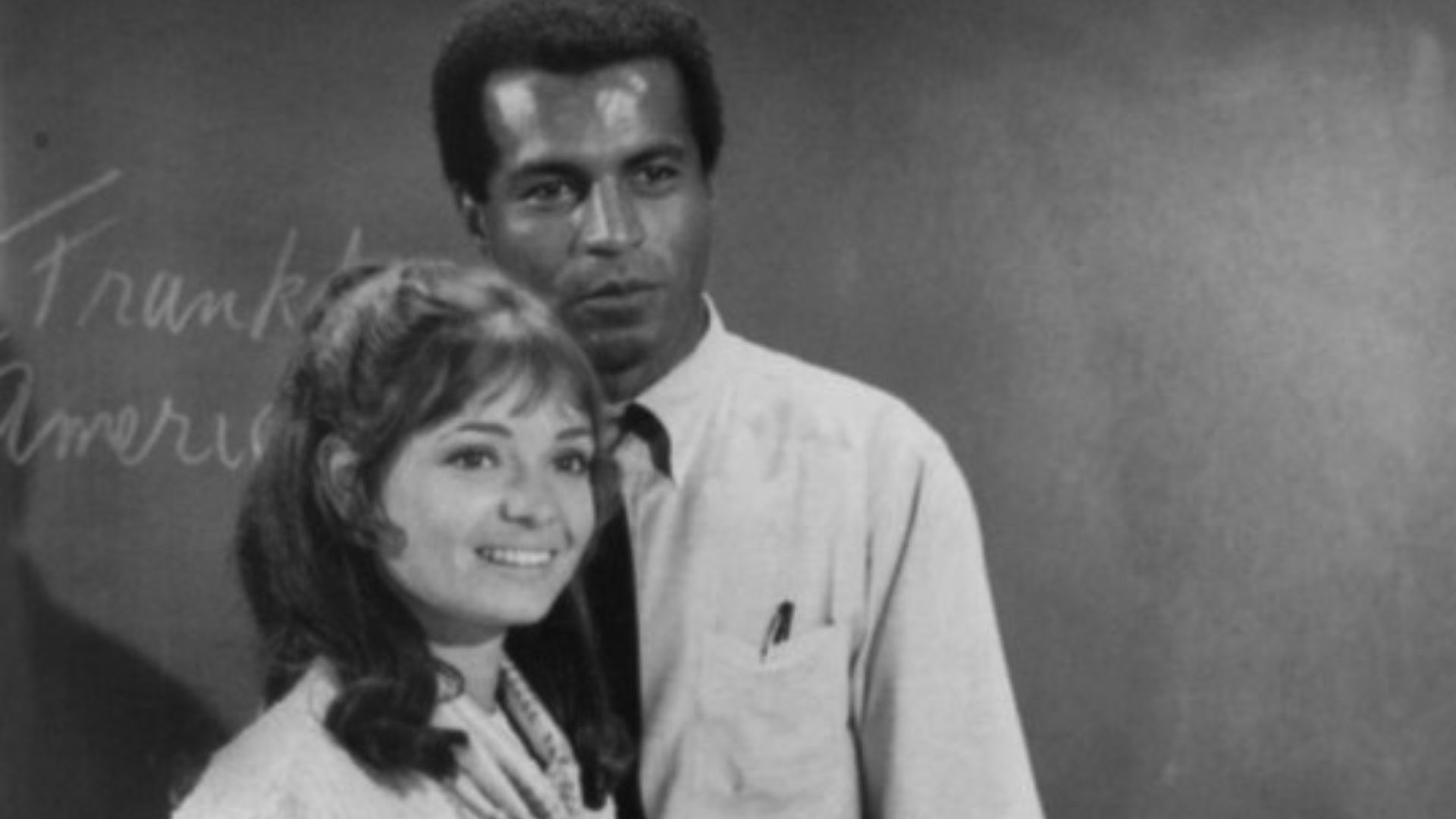 Publicity photo of Karen Valentine and Lloyd Haymes from the television program Room 222.