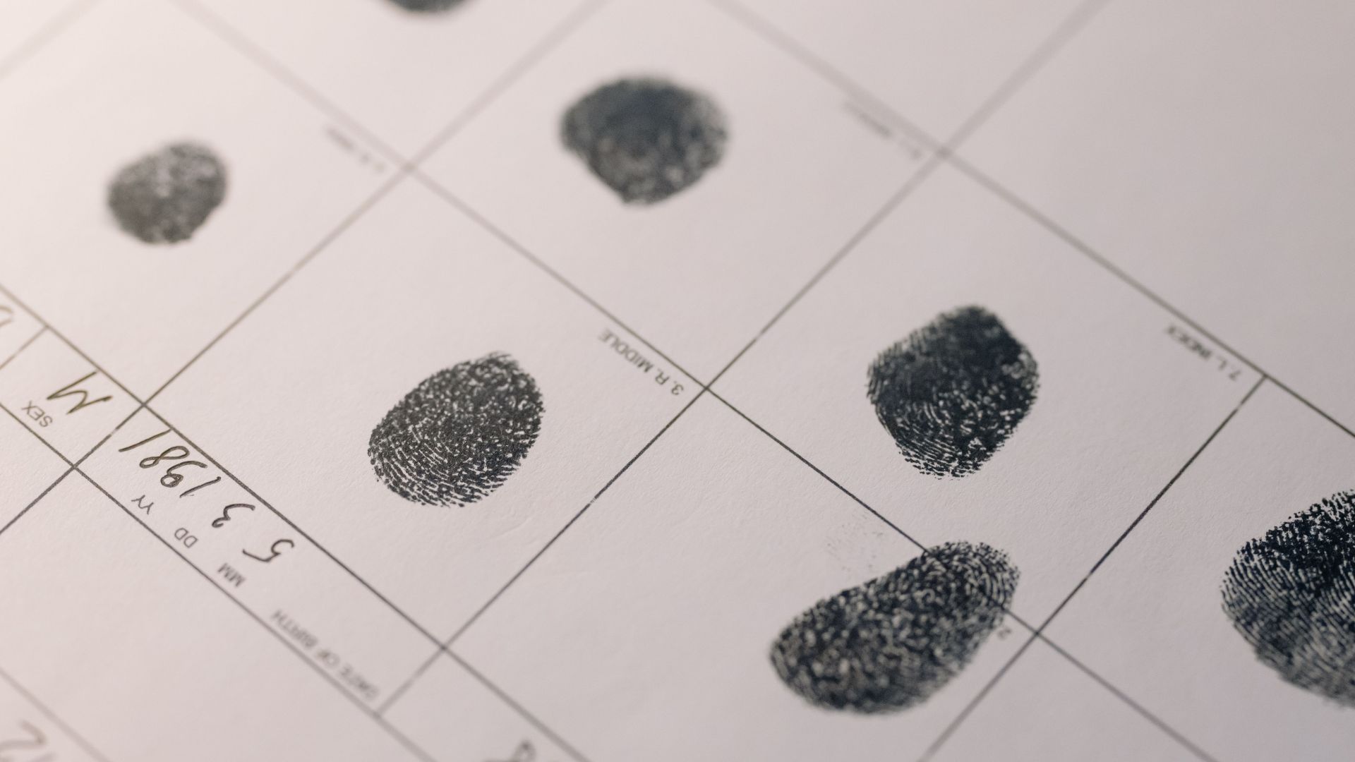 Detailed fingerprints on official document, highlighting identity verification process.