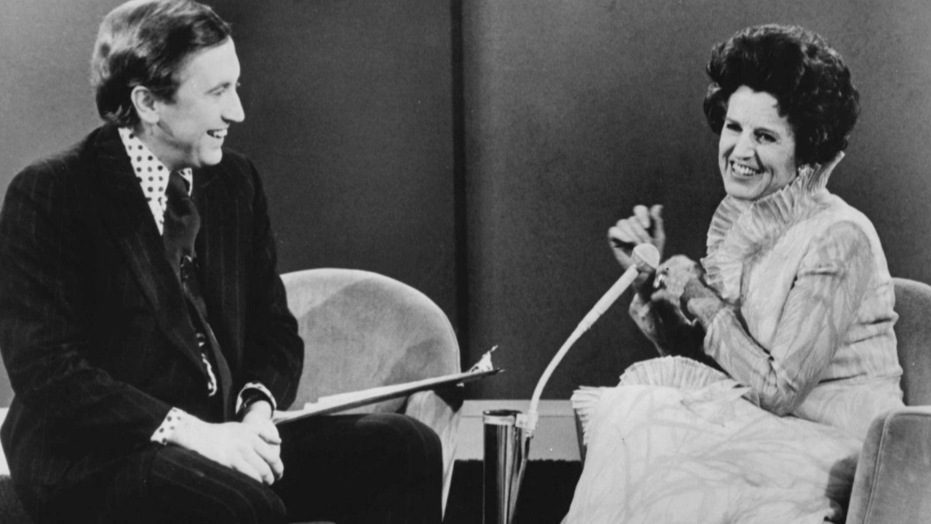 Photo of Rose Kennedy and David Frost.  Mrs. Kennedy was a guest on Frost's talk/interview television program and was eighty years old at the time.