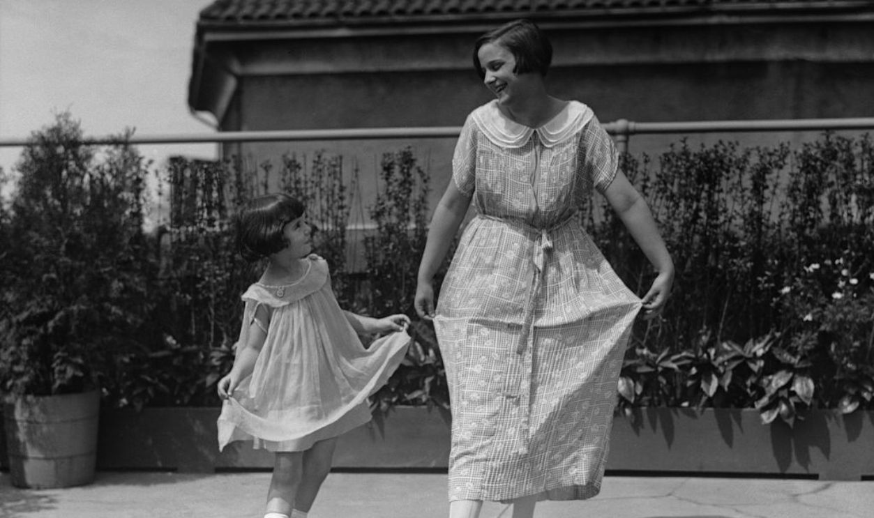 Baby Peggy Montgomery dancing with a women, circa 1925.