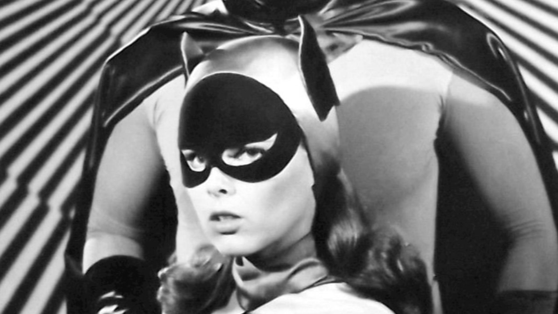 Photo of Adam West as Batman and Yvonne Craig as Batgirl from the television program Batman