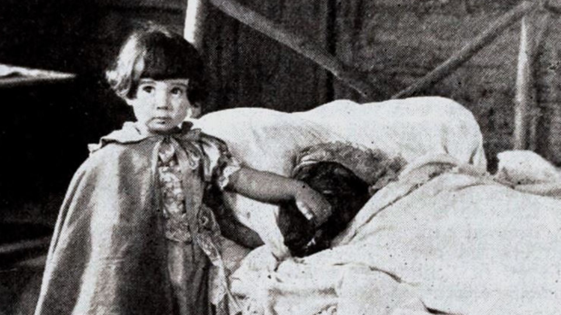 Still from the American film Little Red Riding Hood (1922) with Baby Peggy also known as Diana Serra Cary, on page 23 of the December 12, 1925 Universal Weekly.