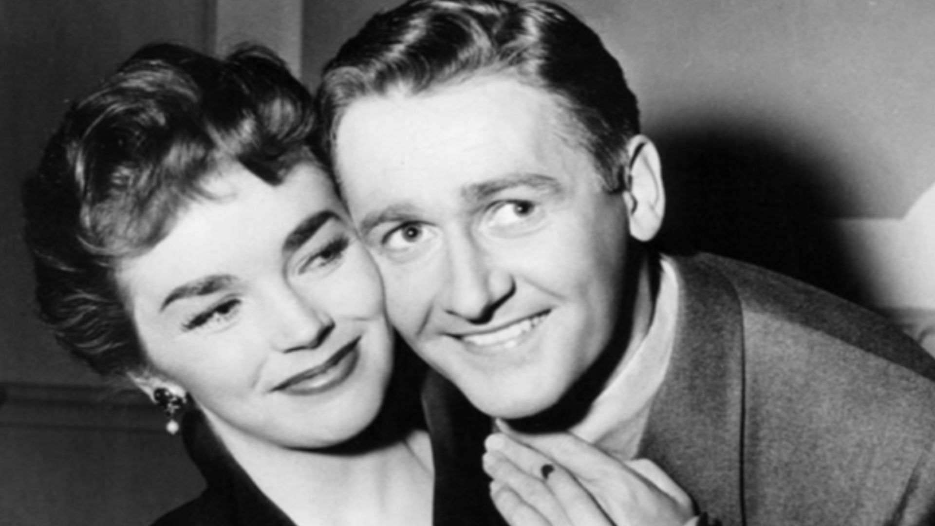 Publicity photo of Alan Young and Dawn Addams from the television program Time to Smile (also known as The Alan Young Show).
