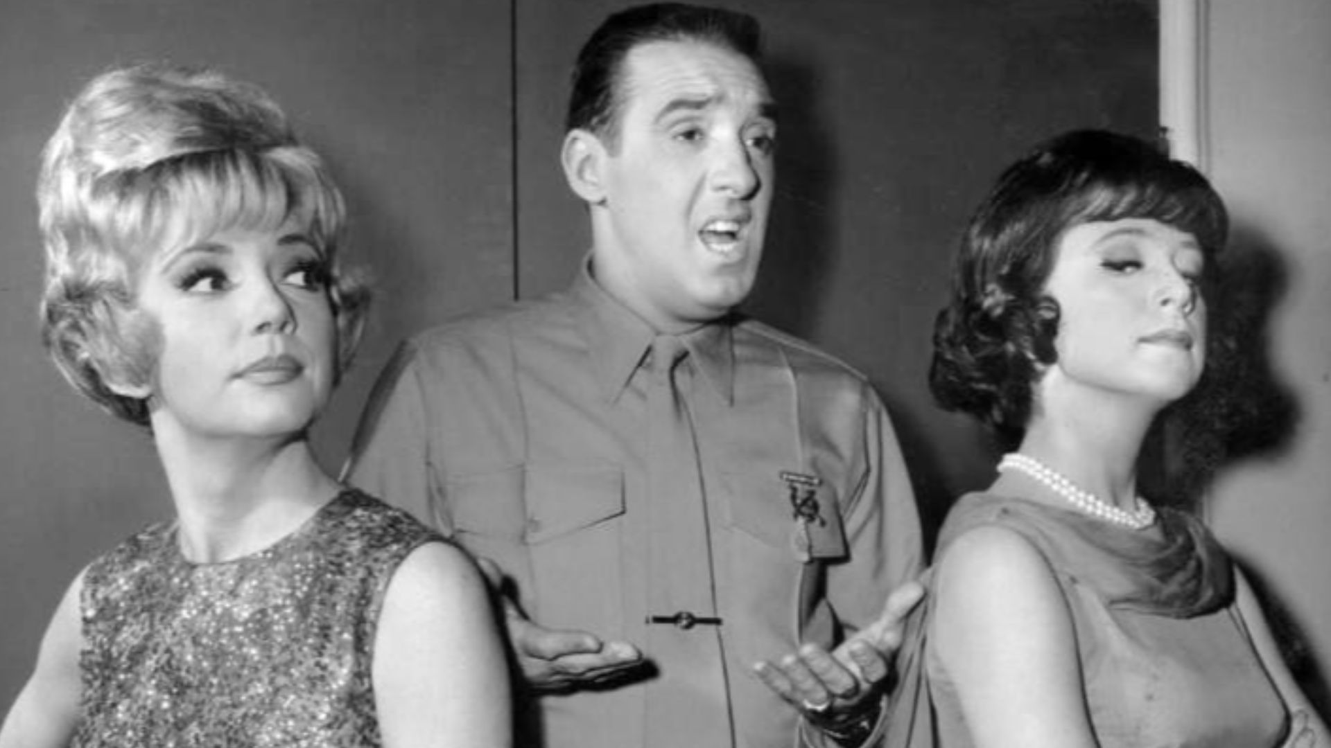 Photo of Jim Nabors as Gomer Pyle and Margaret Ann Peterson as his date.  (Other woman in photo not identified.) In this episode, Gomer agrees to go on a blind date but somehow his date has been told he's an oil millionaire.