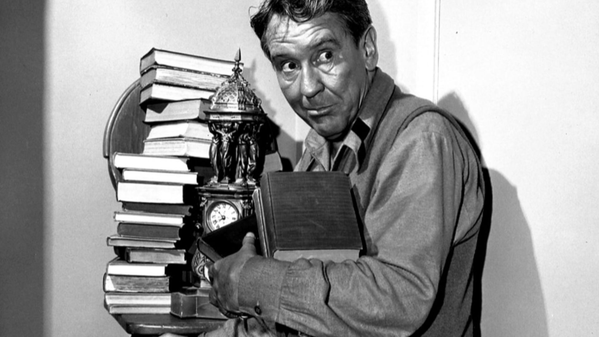 Photo of Burgess Meredith as Romney Wordsworth from the television program The Twilight Zone.  The episode is