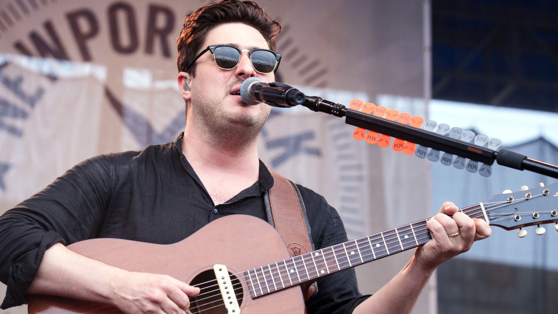 Marcus Mumford of Mumford & Sons performing a surprise set at Newport Folk Festival, July 28, 2018 at Fort Adams State Park in Rhode Island. Photo by Sachyn Mital.