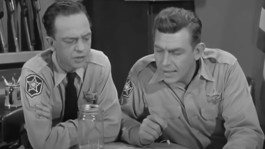 Andy Griffith and Don Knotts in The Andy Griffith Show, wearing police uniforms