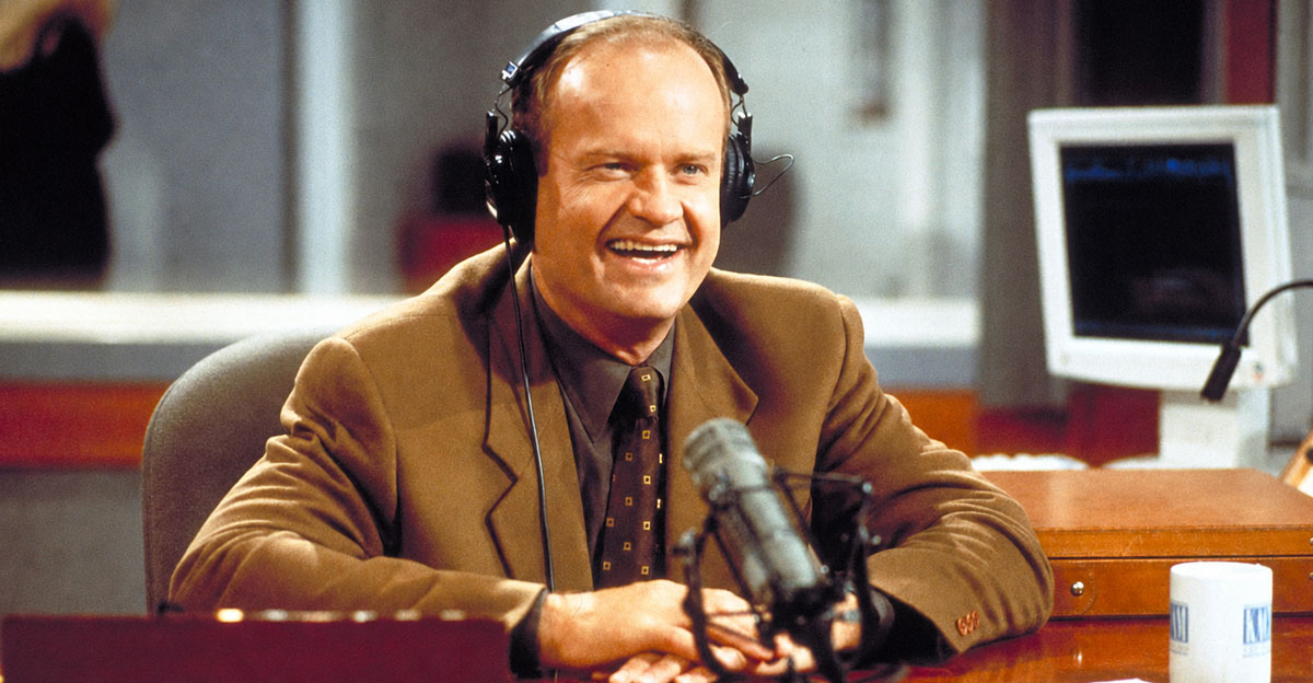 Screenshot of Kelsey Grammer as Dr. Frasier Krane in NBC’s Frasier (1993-2004)