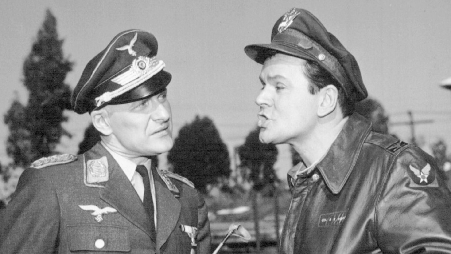 Photo of Werner Klemperer as Colonel Klink and Bob Crane as Colonel Hogan from Hogan's Heroes.